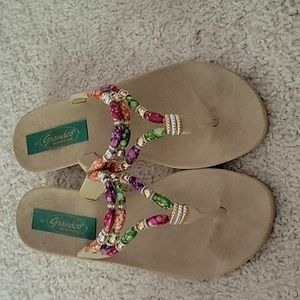 Bead embellished flip flops sz 8